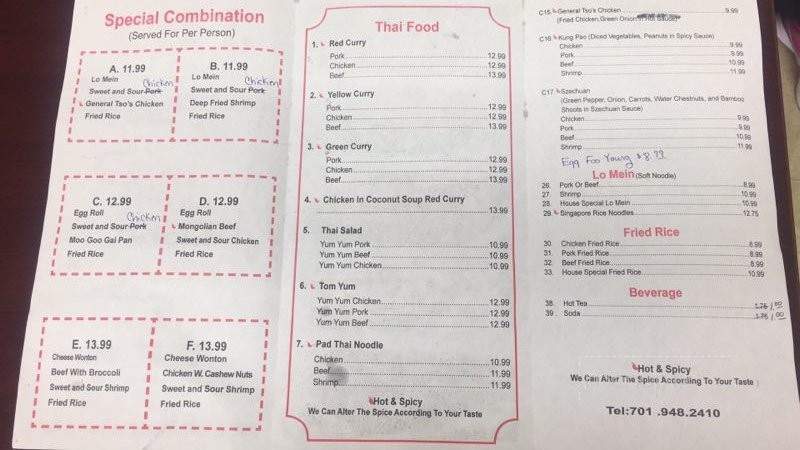 J&J Chinese Cafe - Zap, ND menu_pic