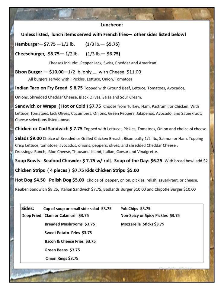 Baker's Cupboard - Miles City, MT menu_pic