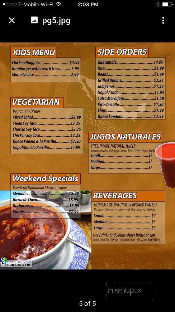 El Dorado Mexican Grill - Des Plaines, IL menu_pic