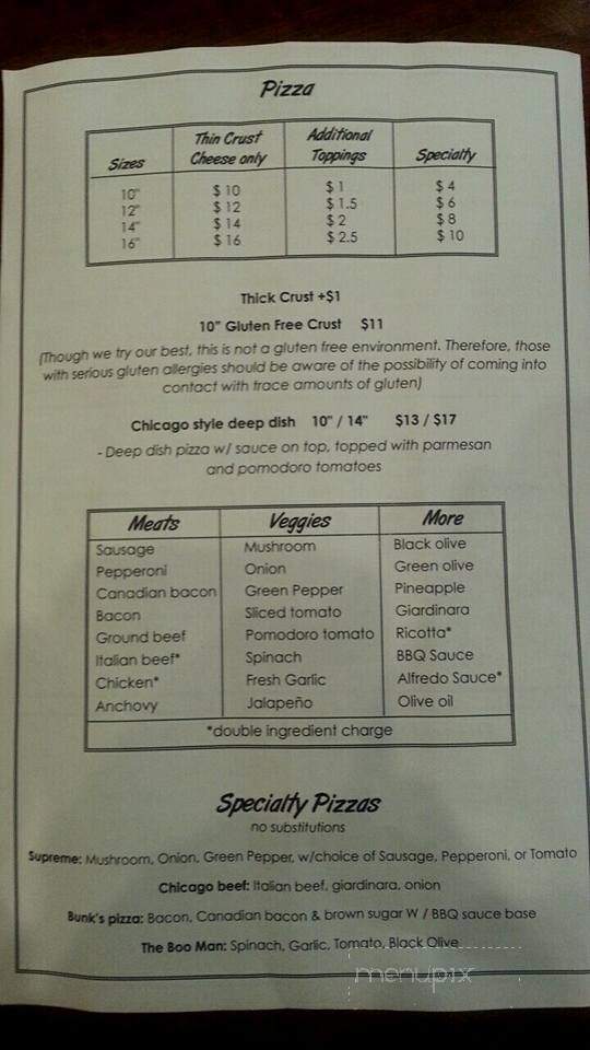 Bunk's Place - Harvard, IL menu_pic