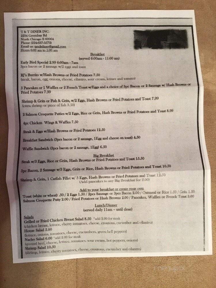 T and T Diner - North Chicago, IL menu_pic
