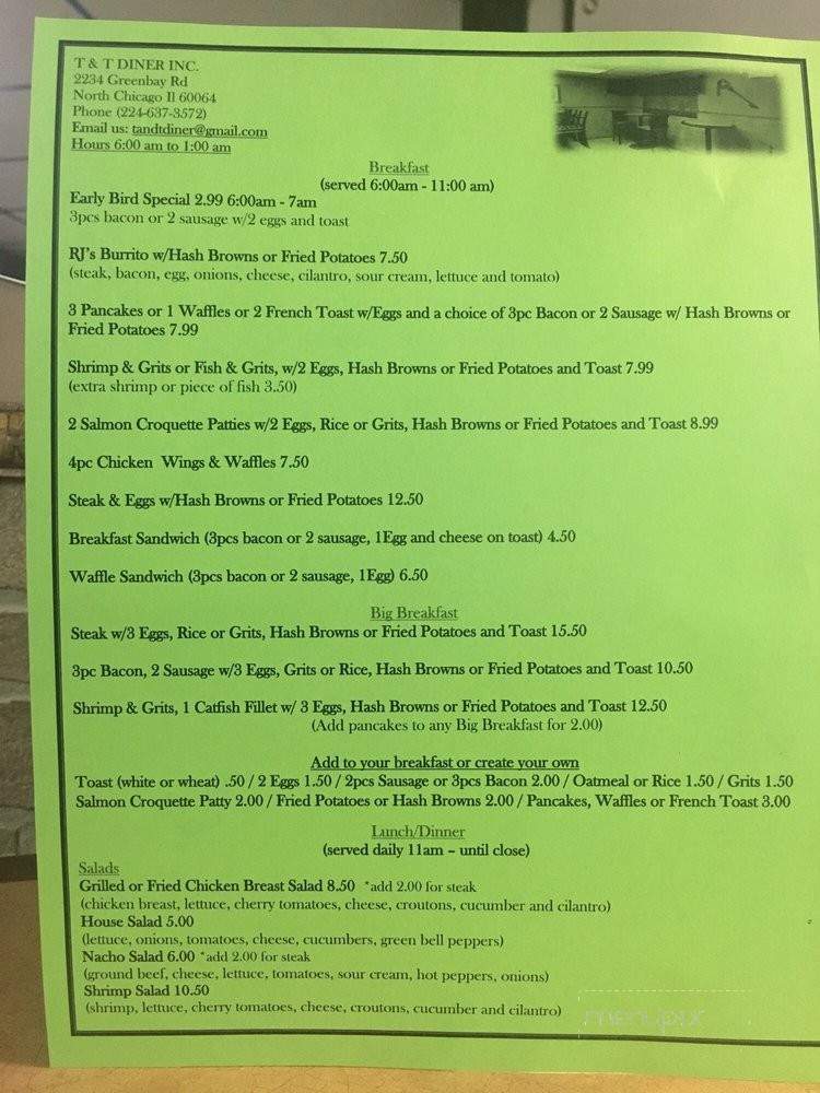 T and T Diner - North Chicago, IL menu_pic