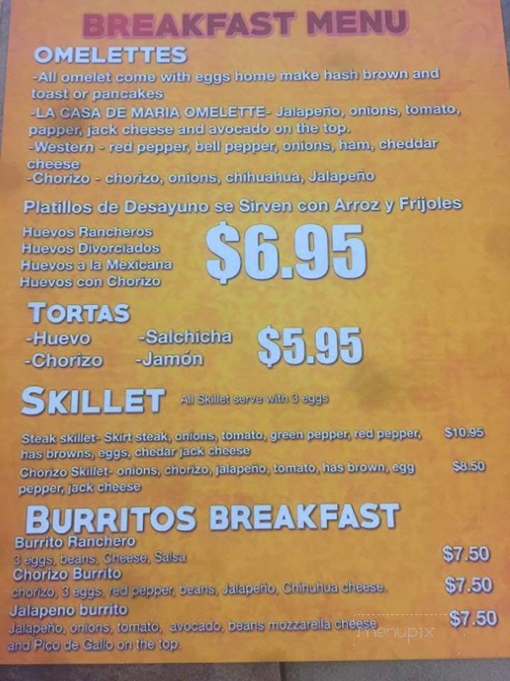 La Casa De Maria - Round Lake Beach, IL menu_pic
