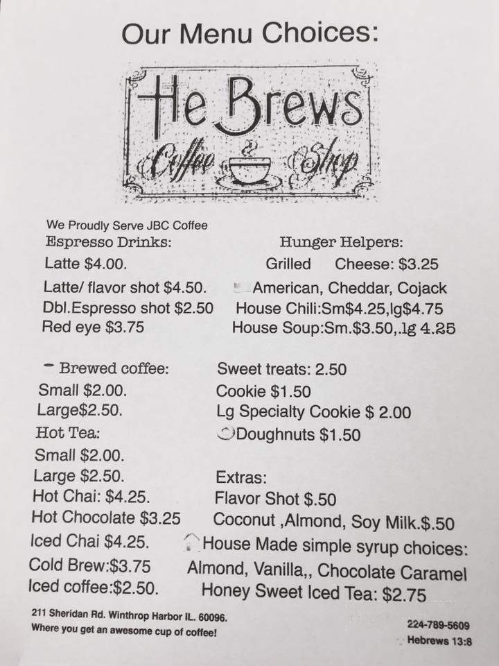He Brews Coffee Shop - Winthrop Harbor, IL menu_pic