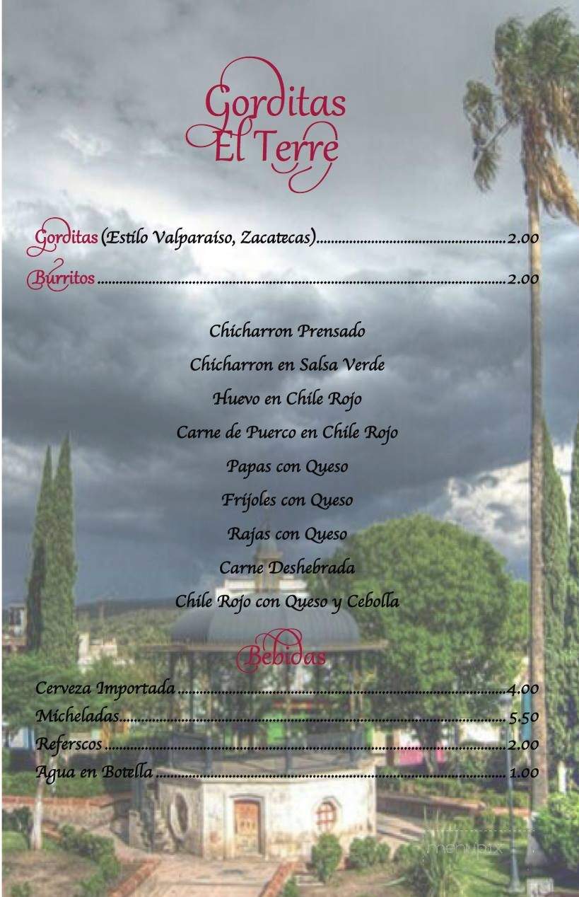 Gorditas El Terre - Addison, IL menu_pic