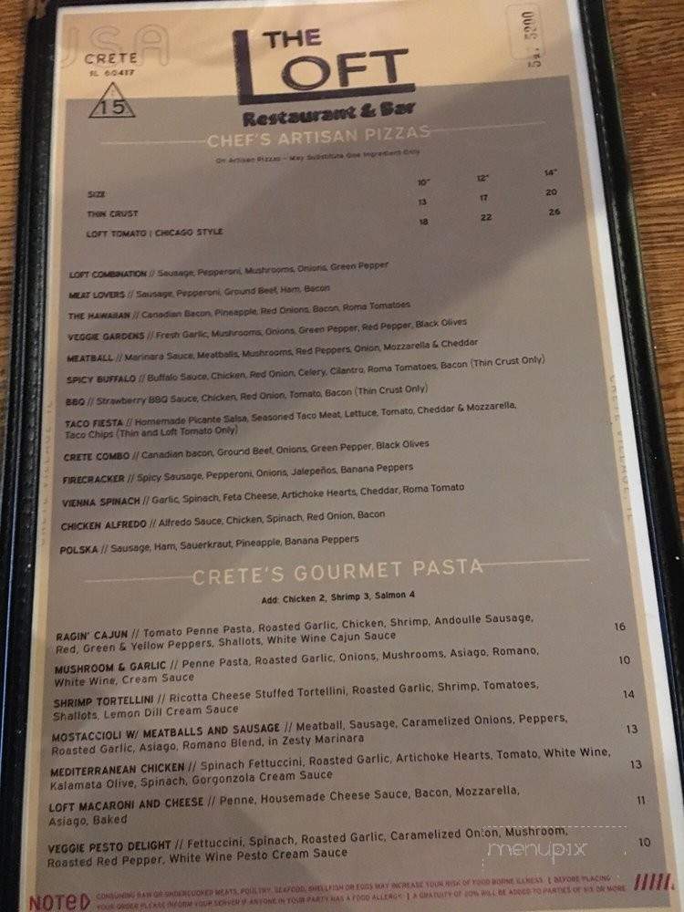 The Loft Restaurant & Bar - Crete, IL menu_pic
