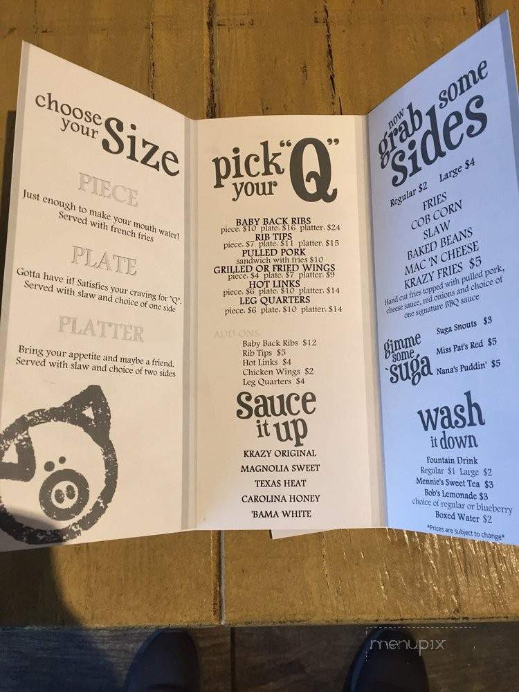 Krazy Hog BBQ - Glenwood, IL menu_pic