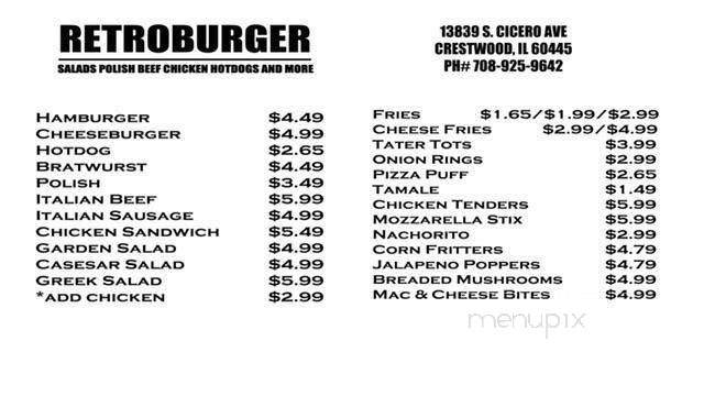 Retro Burger - Crestwood, IL menu_pic