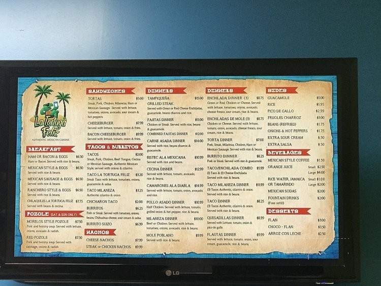 La Tortuga Feliz - Romeoville, IL menu_pic