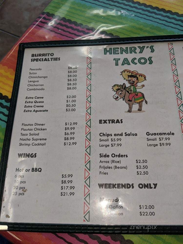 Henry's Tacos - Justice, IL menu_pic
