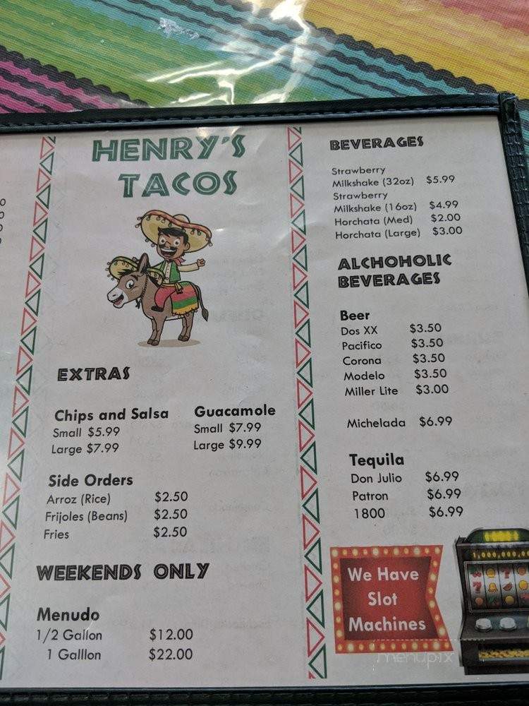 Henry's Tacos - Justice, IL menu_pic