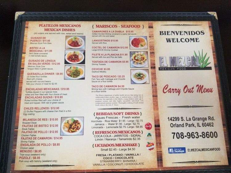 El Mezcal Mexican Food - Orland Park, IL menu_pic