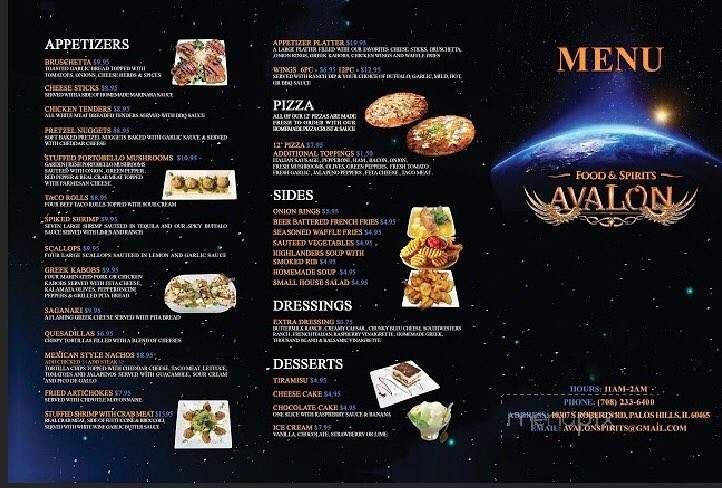 Avalon Food & Spirits - Palos Hills, IL menu_pic