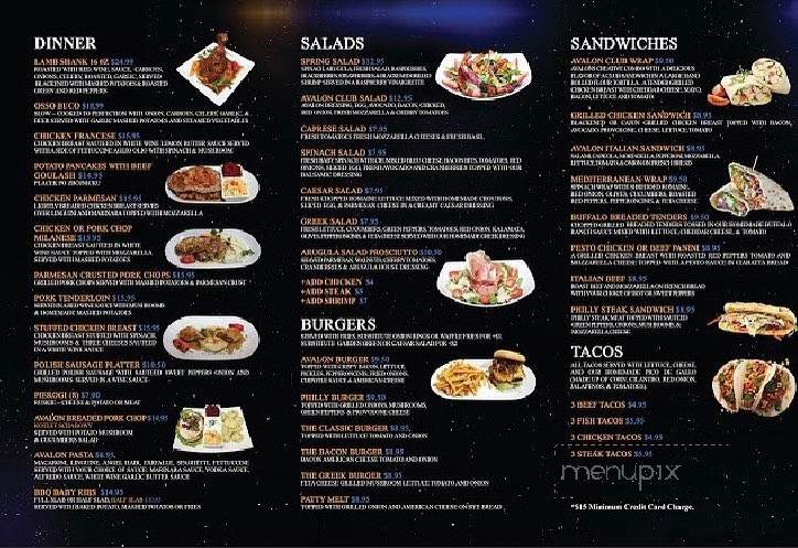 Avalon Food & Spirits - Palos Hills, IL menu_pic