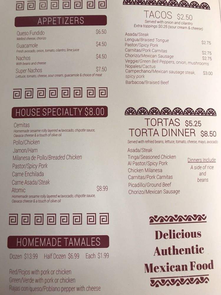 Cholula Mexican Grill - Palos Hills, IL menu_pic