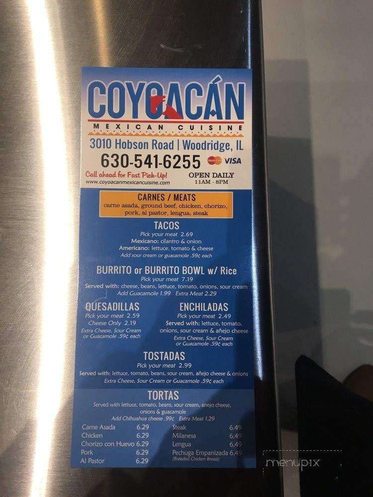 Coyoacan Mexican Cuisine - Woodridge, IL menu_pic