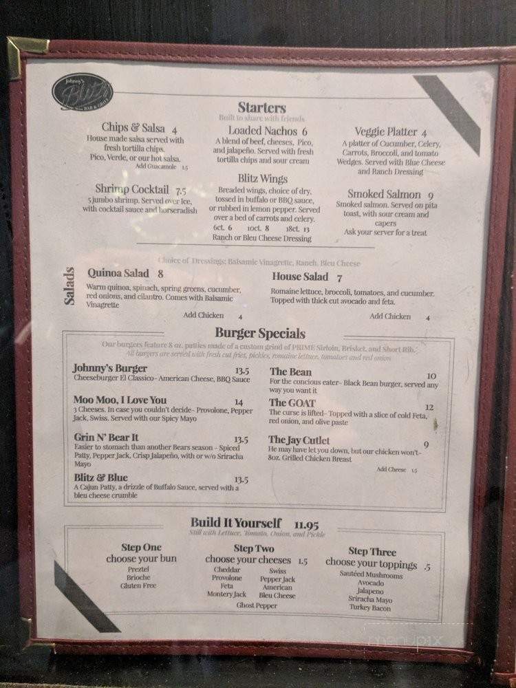 Johnny's Blitz Bar & Grill - Westmont, IL menu_pic