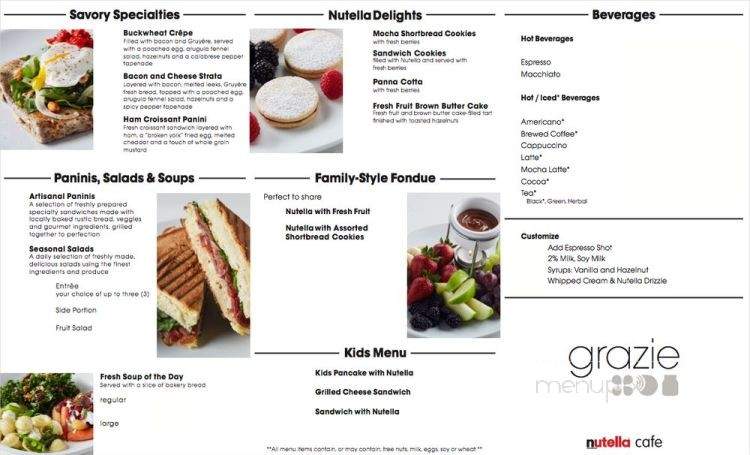 Nutella Cafe - Chicago, IL menu_pic
