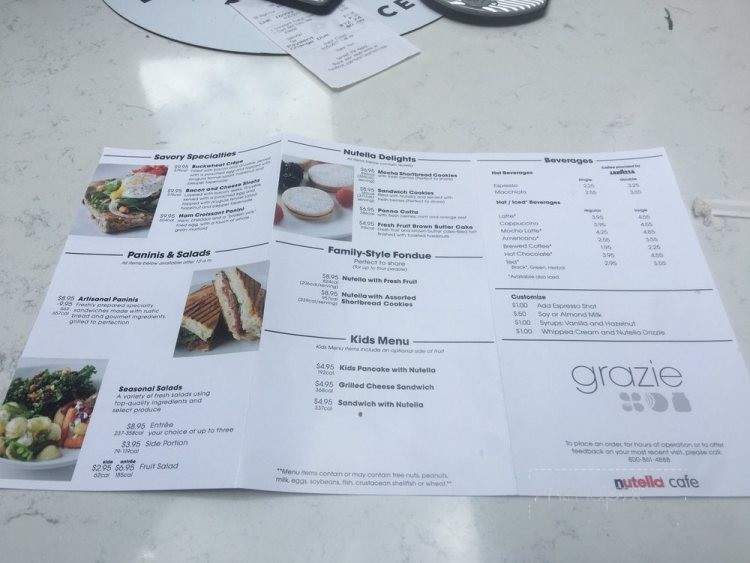 Nutella Cafe - Chicago, IL menu_pic