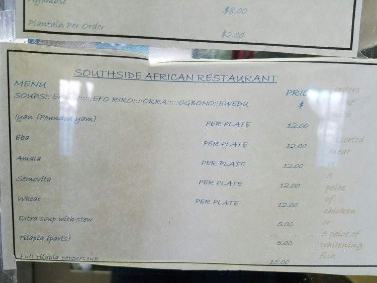 Southside African Restaurant - Chicago, IL menu_pic