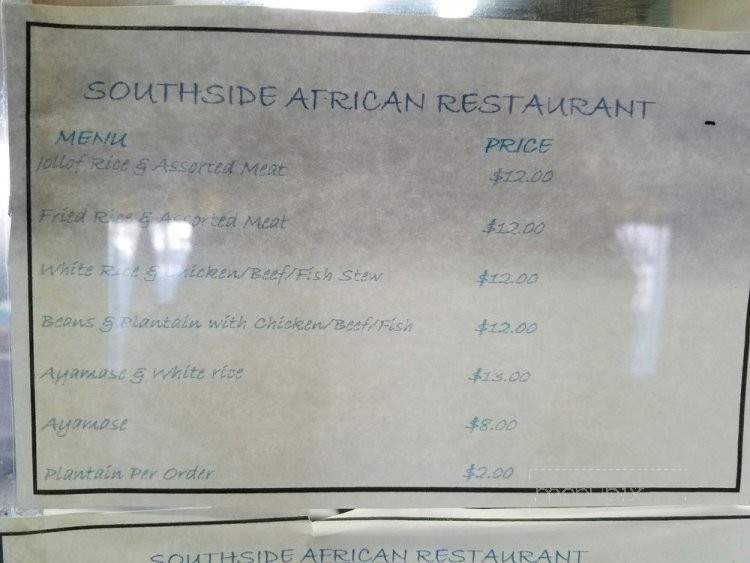 Southside African Restaurant - Chicago, IL menu_pic