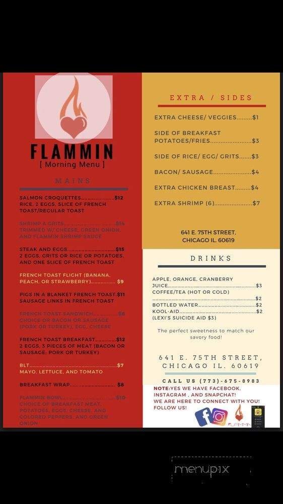 Flammin Restaurant & Co - Chicago, IL menu_pic