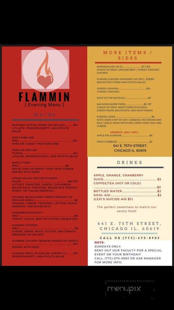 Flammin Restaurant & Co - Chicago, IL menu_pic