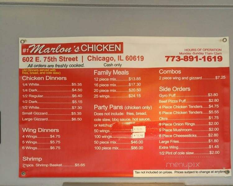 Marlon's Chicken #2 - Chicago, IL menu_pic