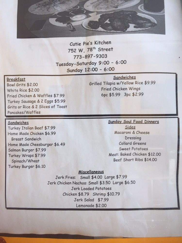 Cutie Pie's Kitchen - Chicago, IL menu_pic