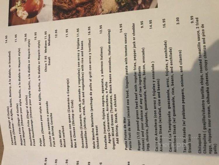 Mariscos Sirena - Chicago, IL menu_pic