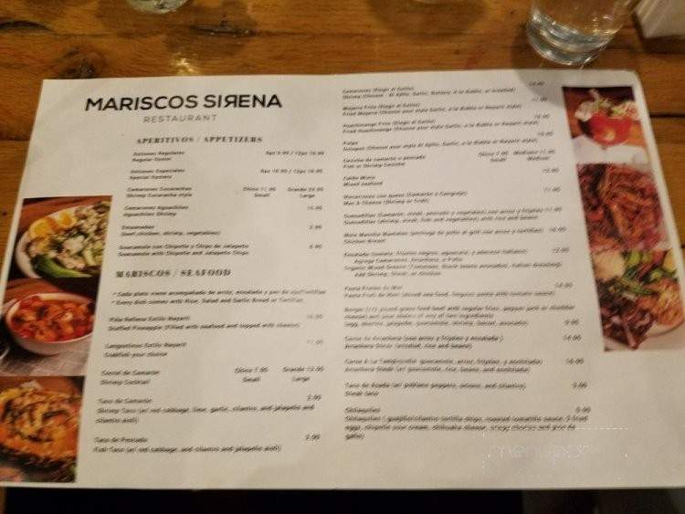 Mariscos Sirena - Chicago, IL menu_pic