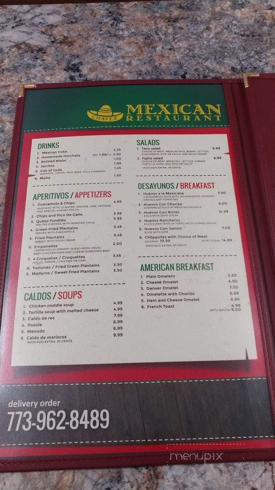 Chavez Mexican Restaurant - Chicago, IL menu_pic