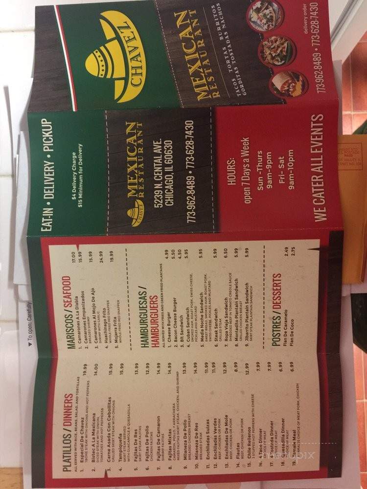 Chavez Mexican Restaurant - Chicago, IL menu_pic