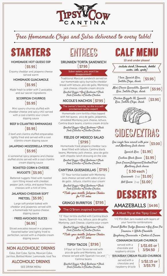 Tipsy Cow Cantina - Chicago, IL menu_pic