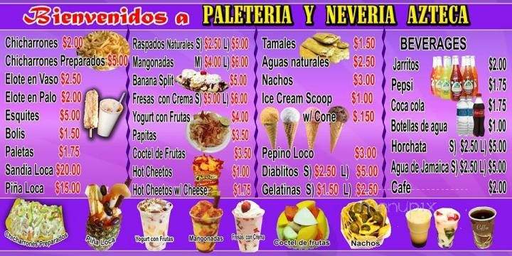 Paleteria Y Neveria Azteca - Chicago, IL menu_pic