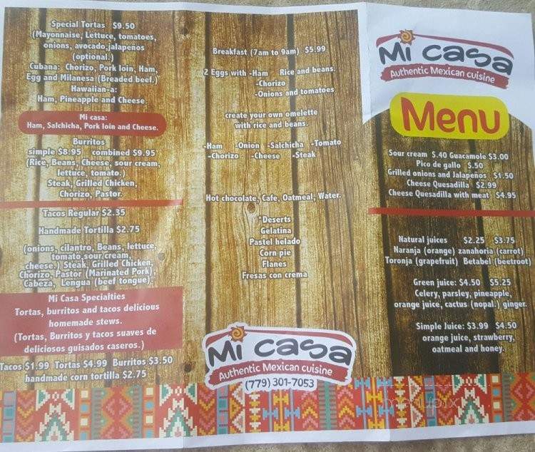 Mi Casa Authentic Mexican Cuisine - Bourbonnais, IL menu_pic