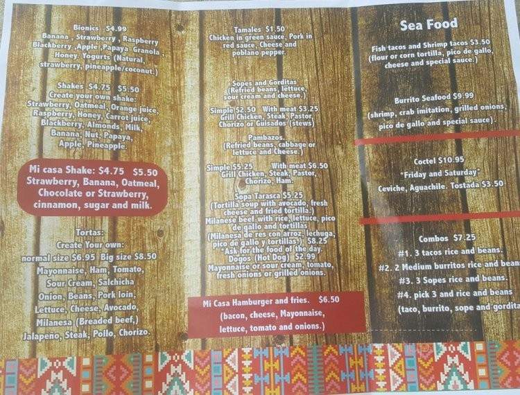 Mi Casa Authentic Mexican Cuisine - Bourbonnais, IL menu_pic