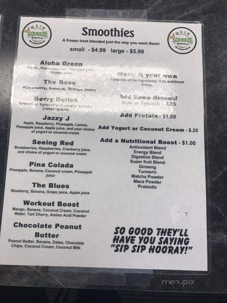 main squeeze menu