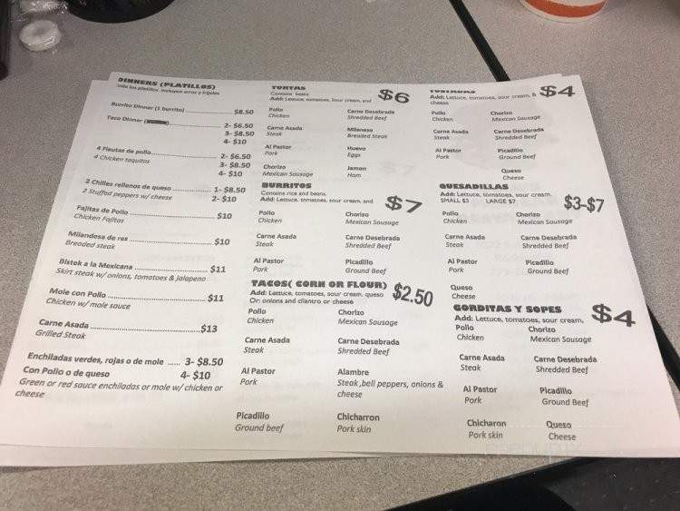 Anas Mexican Restaurant - Rockford, IL menu_pic