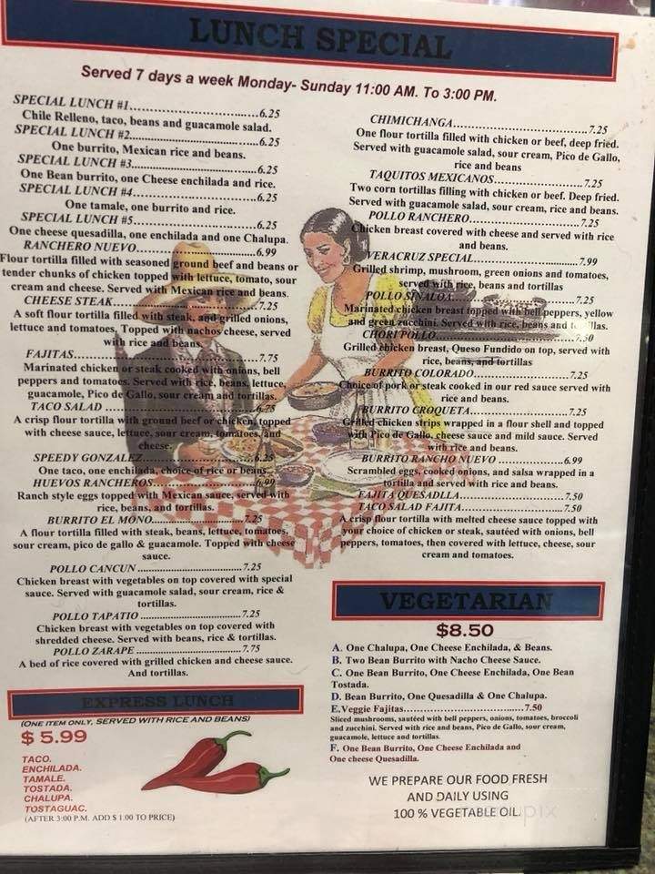 Rancho Nuevo - Canton, IL menu_pic