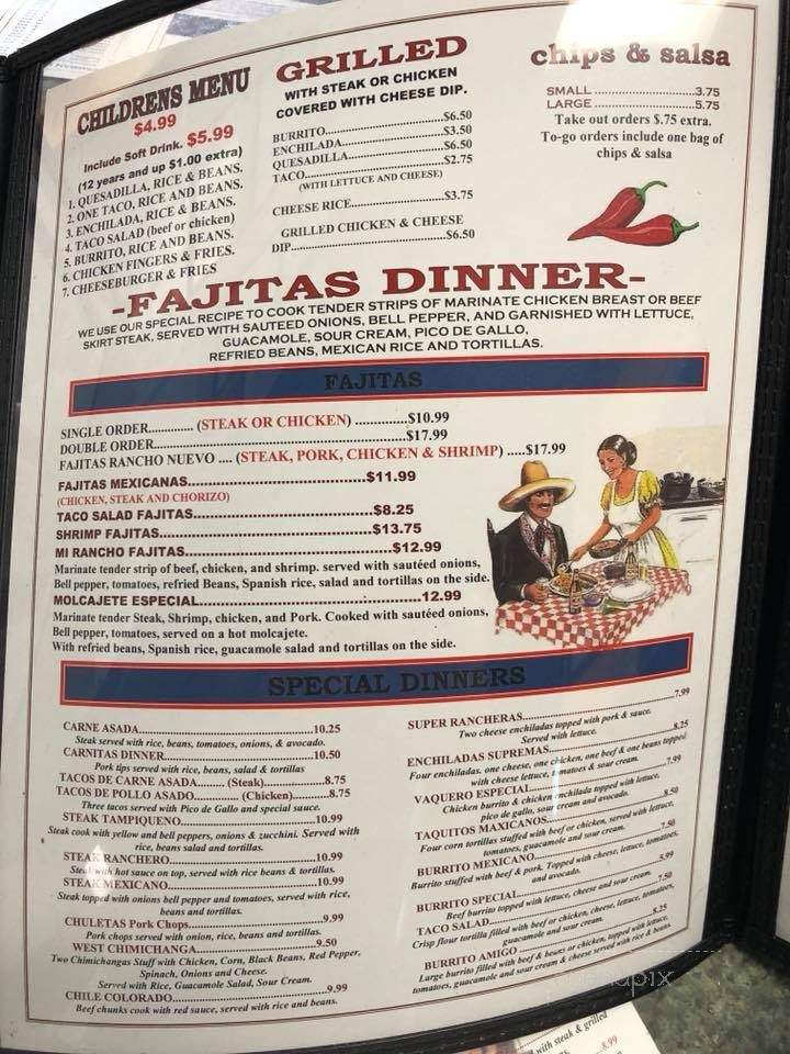 Rancho Nuevo - Canton, IL menu_pic