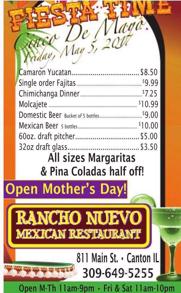 Rancho Nuevo - Canton, IL menu_pic