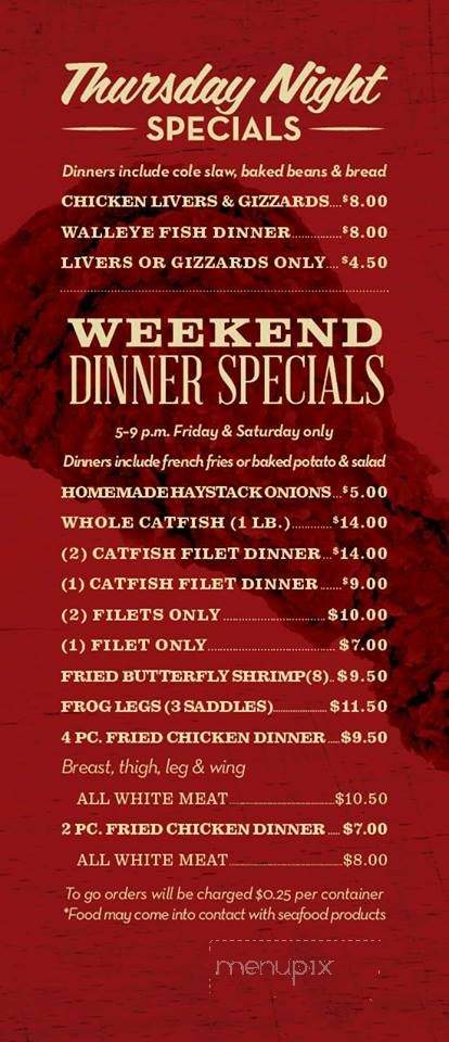 Spoonies Bar & Grill - London Mills, IL menu_pic