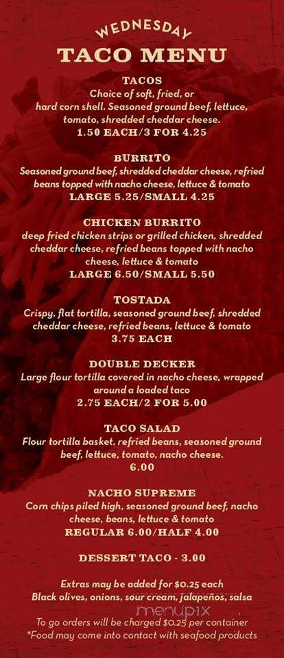 Spoonies Bar & Grill - London Mills, IL menu_pic