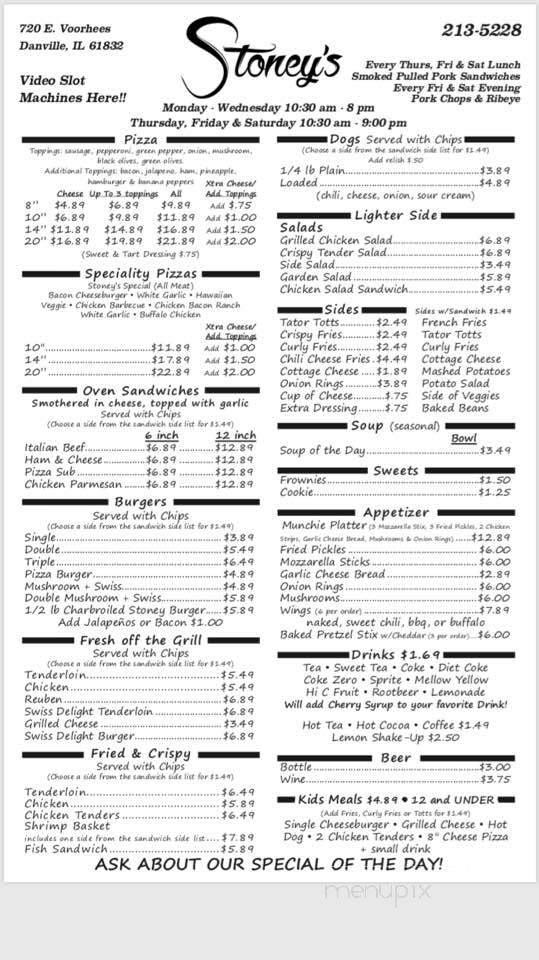 Stoneys - Danville, IL menu_pic