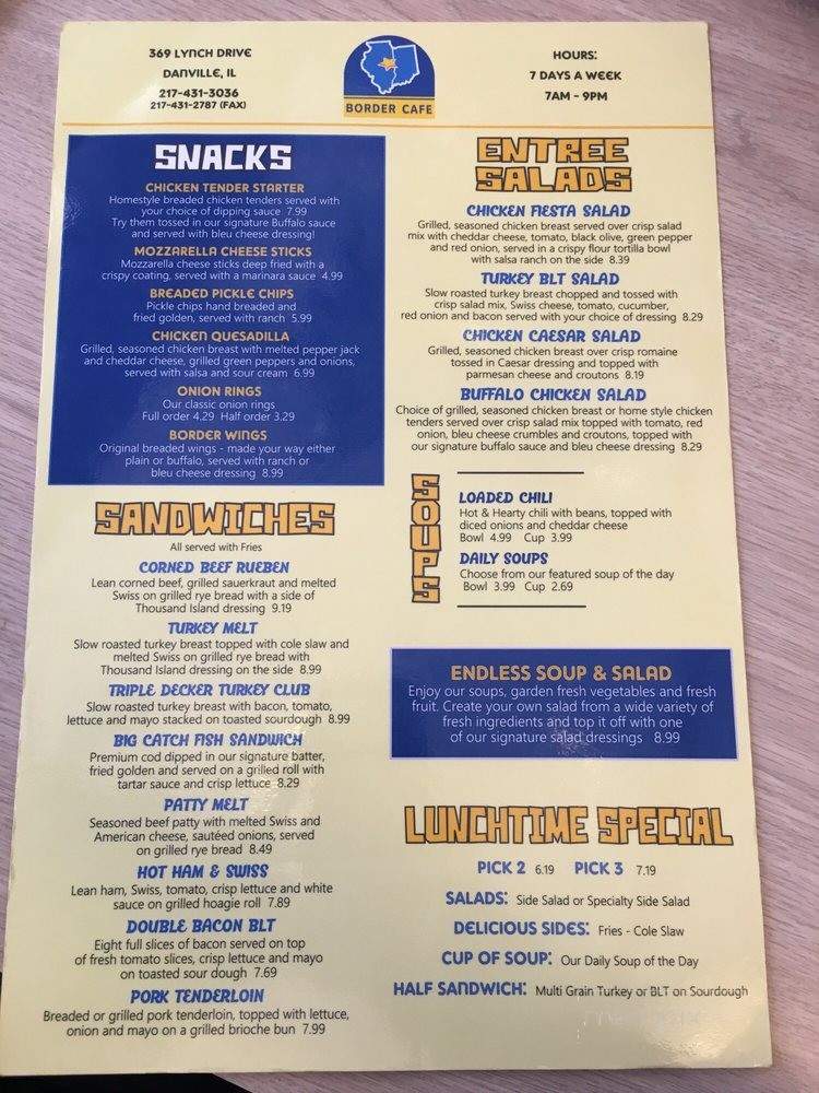 Border Cafe - Danville, IL menu_pic