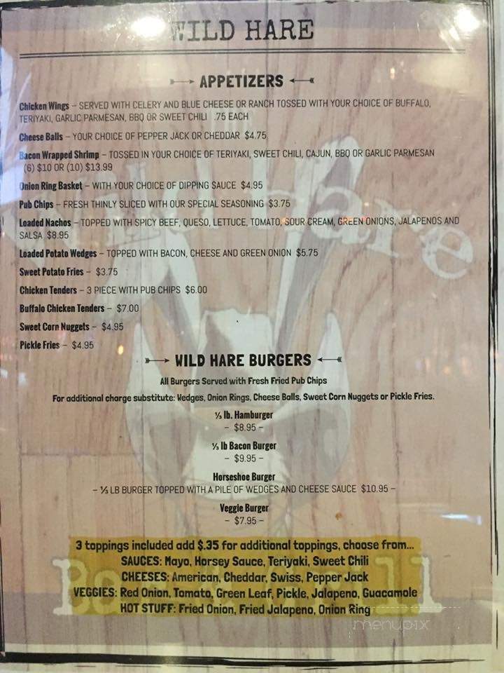 The Wild Hare - Fisher, IL menu_pic