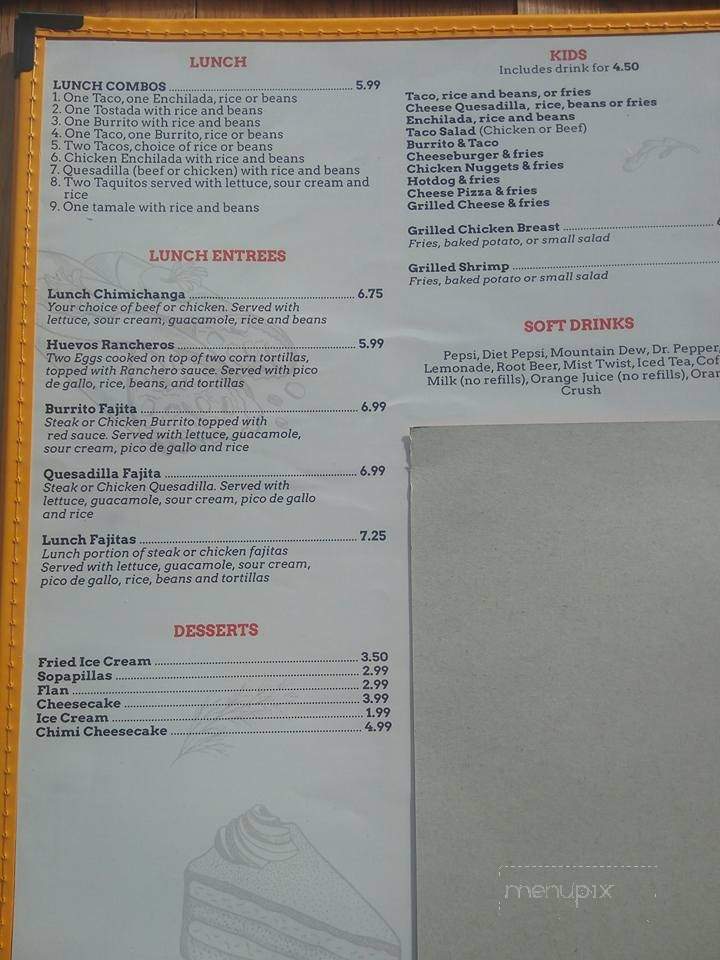 Sol Mexican Restaurant - Carrollton, IL menu_pic