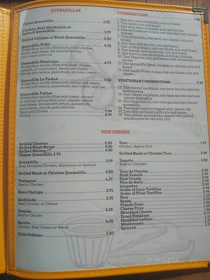 Sol Mexican Restaurant - Carrollton, IL menu_pic