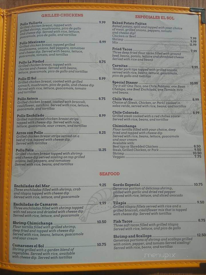 Sol Mexican Restaurant - Carrollton, IL menu_pic